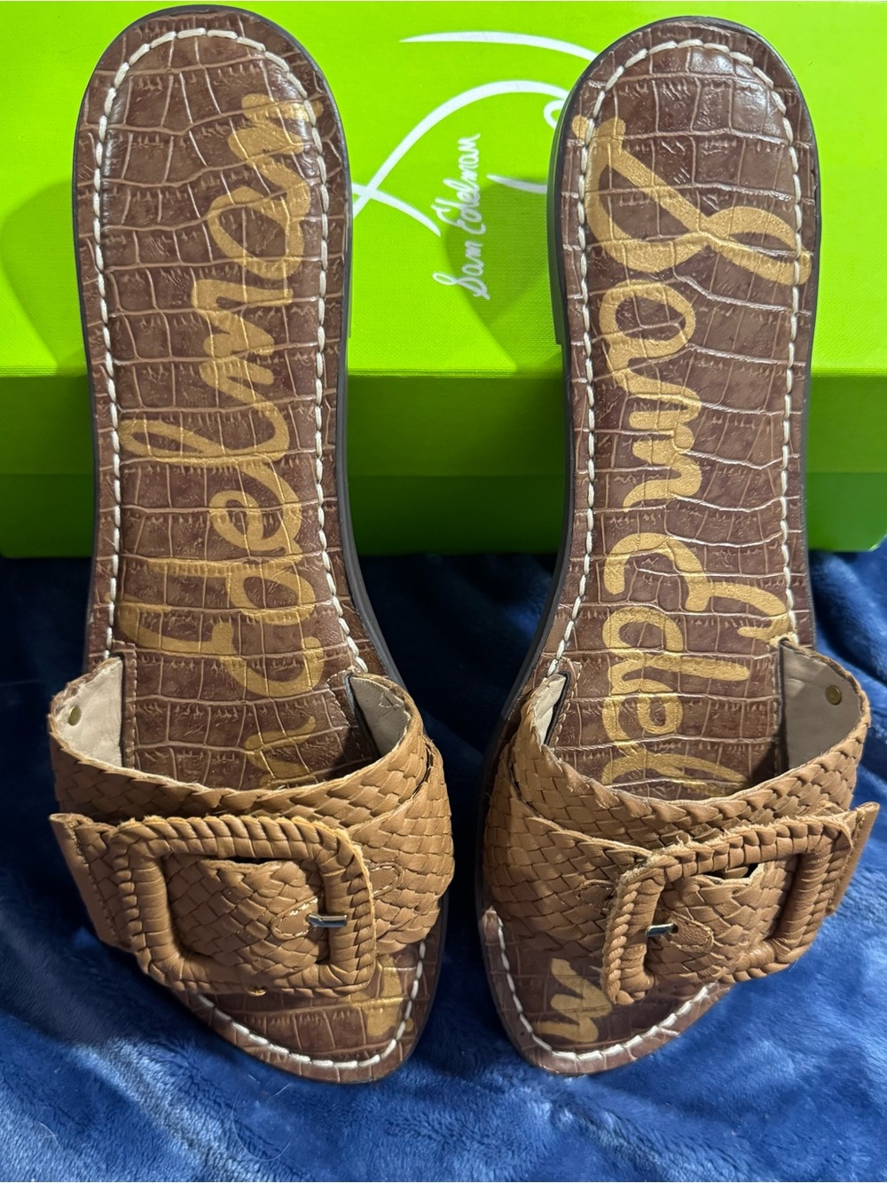 Sam Edelman Tan Braided Slide Sandals with Buckle